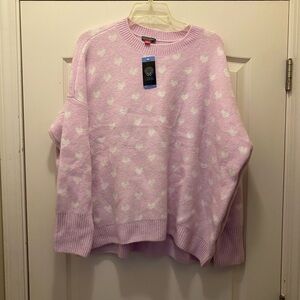 Vince Camuto Light Pink and White Crew Neck Sweater
